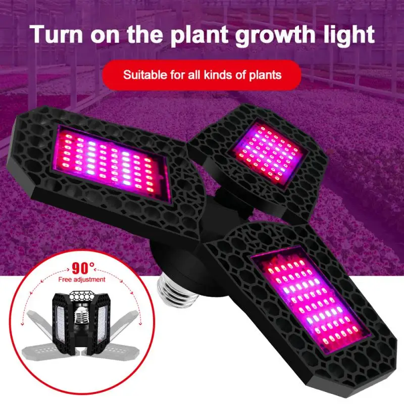 LED Grow Light Bulb E26/E27 Foldable 108/126/144LED Full Spectrum Plant Lamp USA 