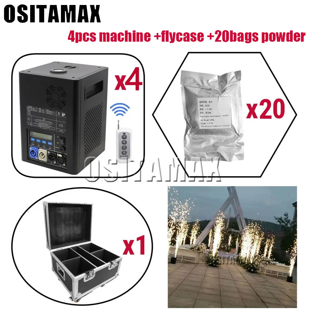 Бесплатная доставка 4 шт + flycase + 20 мешок машина фейерверков 600 Вт холодная Искра Свадьба пламя фонтан DMX и пульт дистанционного управления све... Бесплатная доставка 4 шт + flycase + 20 мешок машина фейерверков 600 Вт холодная Искра Свадьба пламя фонтан DMX и пульт дистанционного управления све...