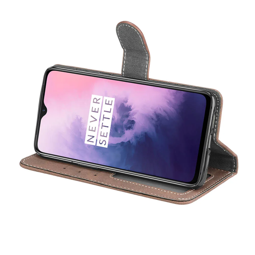 Perfect 100pcs/lot Vintage Scrub 3 card flip wallet leather cover case for One plus 5 5T 6 7 7 Pro Oneplus 5 5 T 6 7 7 Pro shell 38