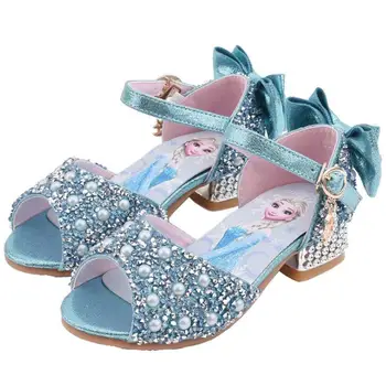

Disney girls sandals summer new children's princess high heel shoes soft bottom wild fish mouth sandals frozen elsa shoes