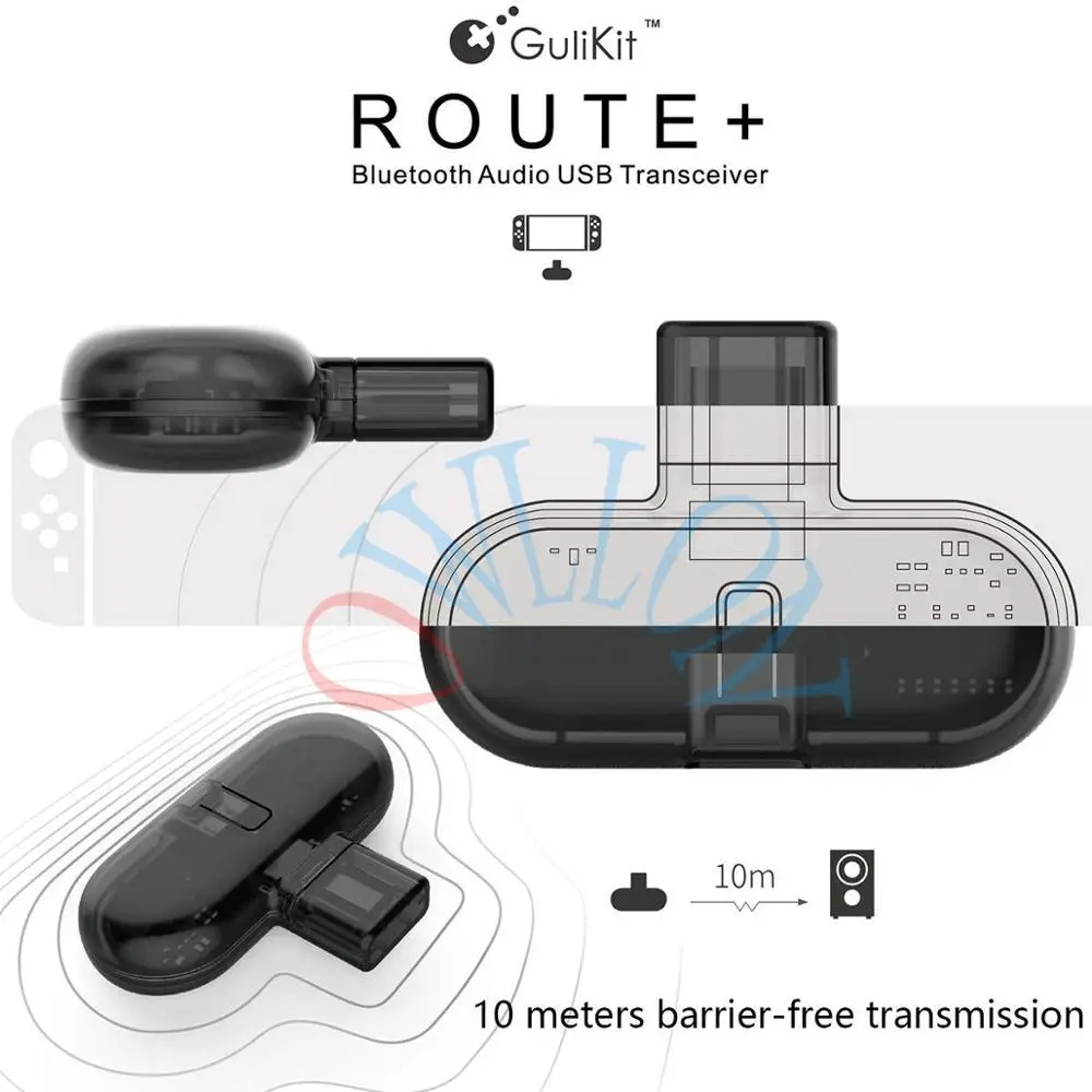 

Gulikit Route + PRO Wireless CSR Bluetooth 2.1 + EDR Type-C USB Adapter Audio Transmitter Transceiver for Nintendo Switch
