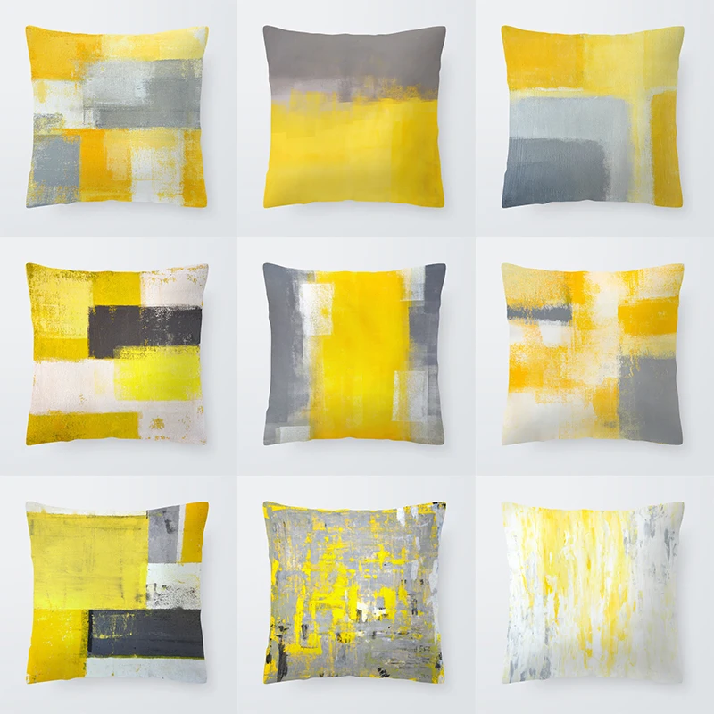 Yellow Gray Cushion Covers Covers Decorative Cushions Grey Yellow