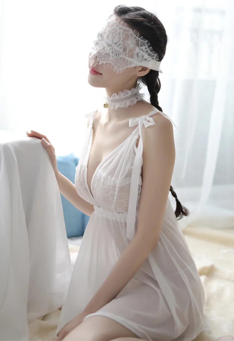 Сексуальные ночные рубашки, набор, глубокий v-образный вырез, белая женская одежда, Ropa Sexy Para El Sexo, женская ночная сорочка, открытая спина, ночное платье, кружевное