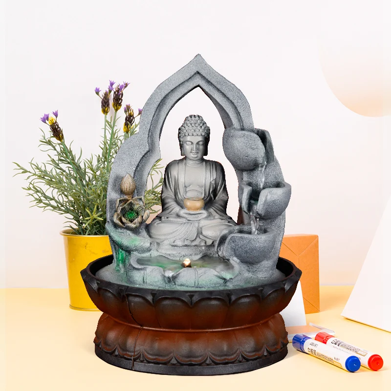 110 V-220 V статуя Будды Фонтан воды Смола увлажнитель воды пейзаж счастливый украшение Фен-шуй ремесла фонтан как открытие подарки