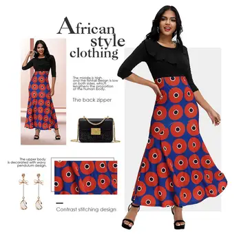 

BOHISEN African Dresses for Women Long Sleeve Bazin Ankara Dresses Evening Party Clothing African Print Clothes