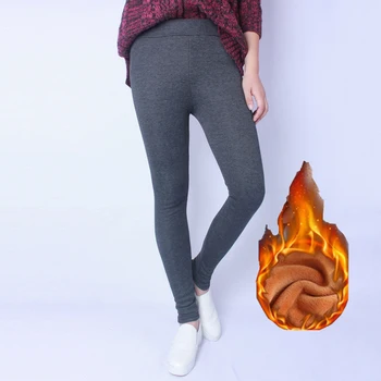 

Black Gray Warm Pants Winter Skinny Thick Velvet Casual Wool Fleece Trousers Lambskin Cashmere Pants For Women Leggings Winter