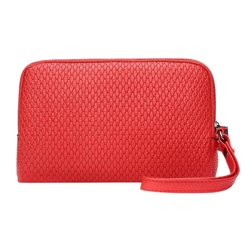 Винтажный Женский мини-клатч, сумочка для монет, держатель для телефона, сумочка, элегантная дамская сумка на молнии из искусственной кожи, дневной клатч - Цвет: Red A