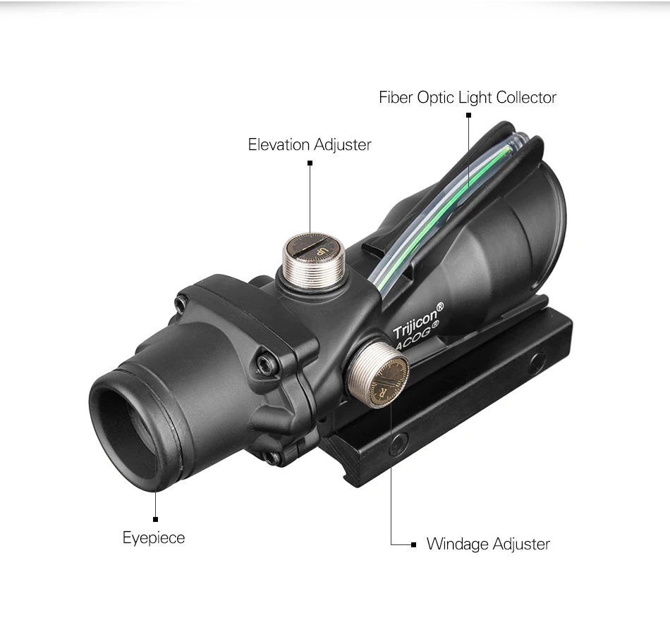 Acog 1x32 тактический Красный точка зрения настоящий зеленый волоконно-оптический прицел с Пикатинни для M16 винтовка охотничий прицел