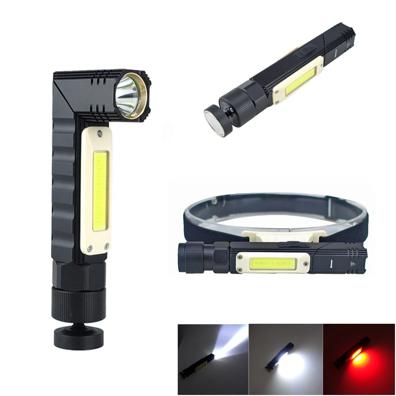 

Led Flashlight Handfree Dual Fuel 90 Degree Twist Rotary Clip Waterproof Magnet Mini Lighting Rechargerable LED Torch Outdoor