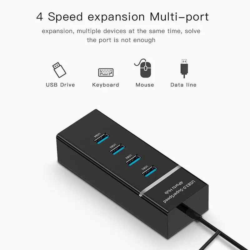 Высокая скорость 4 порта USB 3,0 мульти концентратор разветвитель расширения Настольный ПК ноутбук адаптер R20