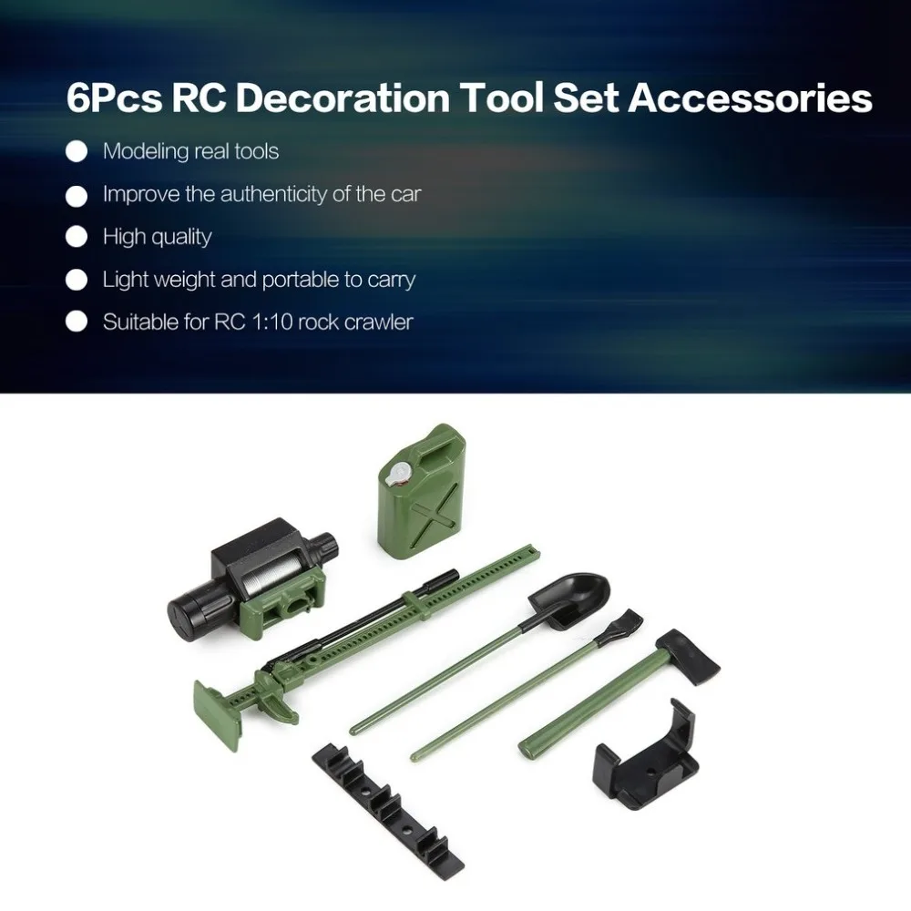 

6Pcs RC Decoration Tool Set Box Case Kit Accessories for 1/10 RC Car Climbing Crawler Model Axial SCX10 RC4WD D90 D110