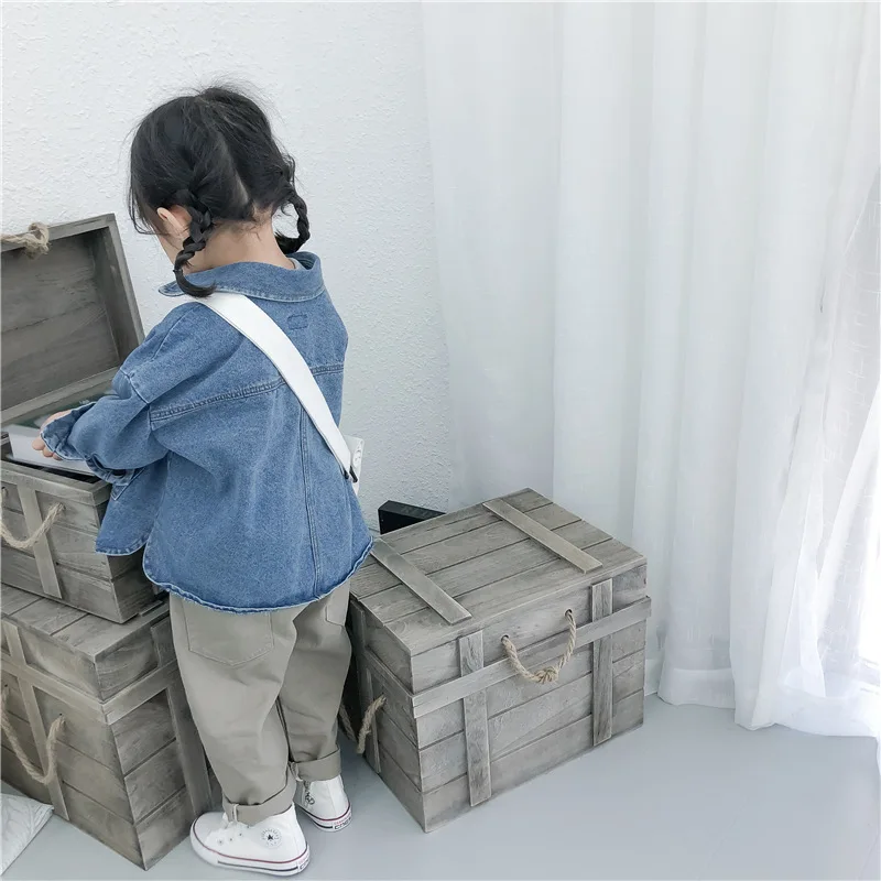 

(Micro Flaw Processing) South Korea Childrenswear Children Jeans Coat Simple Men And Women Children Jacket