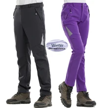Мужские и женские походные брюки зимние Утепленные флисовые уличные флисовые брюки водонепроницаемые ветрозащитные для кемпинга, лыжного альпинизма, трекинга