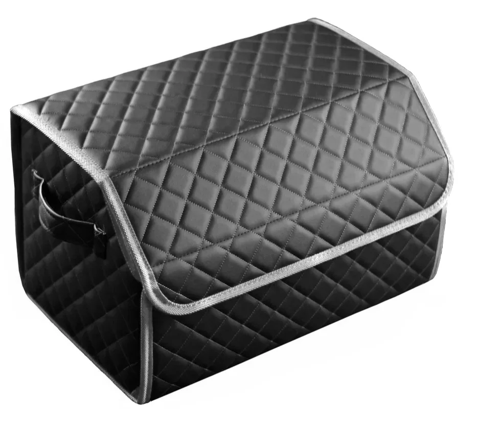 Bag organizer trunk of экокожи black with gray thread vicecar (light edging) Logo for Land Rover bag box ekokozha | Автомобили и