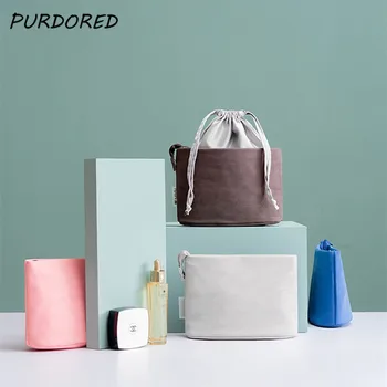 

PURDORED 1 Pc Women Drawstring Cosmetic Bag Waterproof Solid Color Makeup Bag Female Travel Toiletry Bag Beauty Case Kosmetyczka