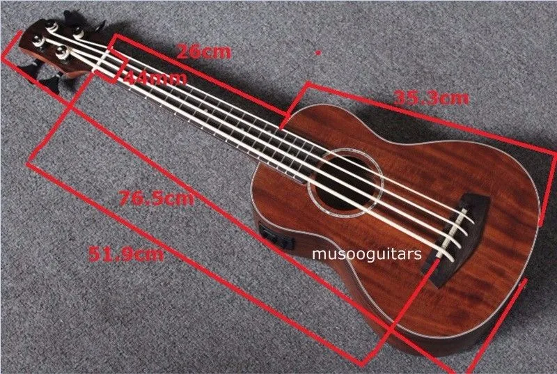 3" концертная Гавайская гитара бас мини акустическая Uke ручной работы Твердой Древесины Акации