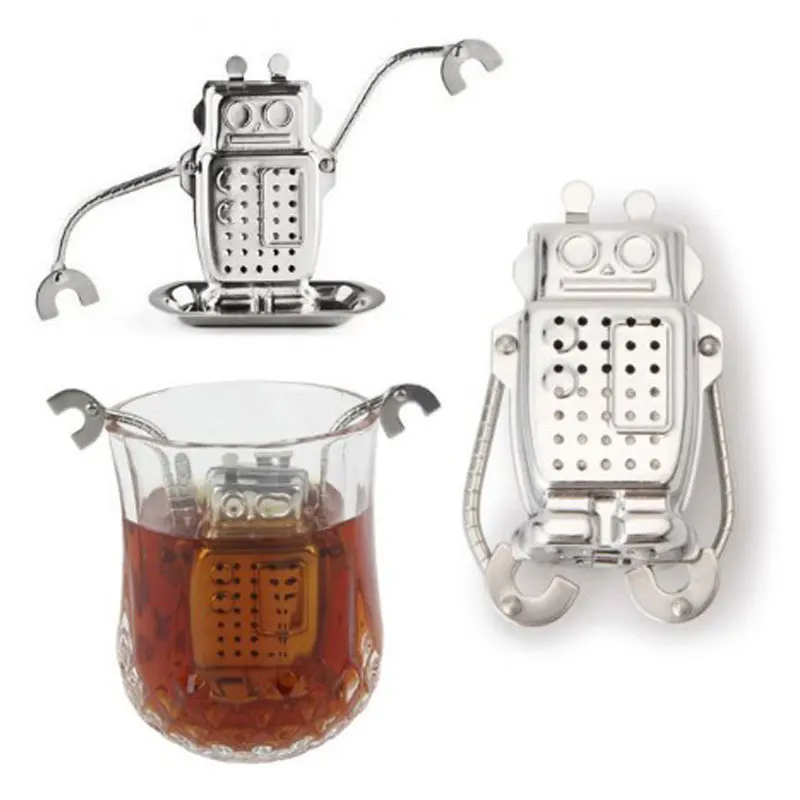 Creative Stainless Steel Robot Tea Infuser Manufacturer Direct Recyclable Tea Strainer Tool