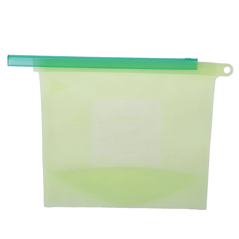 1PCS Reusable Sealer Freezer Milk Fruit Meat Storage Bags Vacuum Silicone Food Bag Refrigerat Bags Fridge Food Containers - Цвет: Зеленый