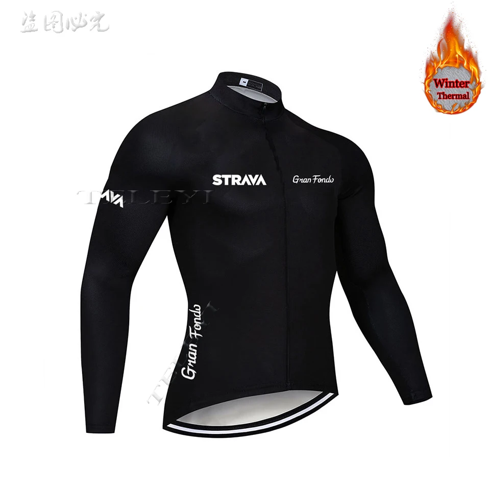 STRAVA команда Велоспорт Джерси велосипед брюки набор Ropa Ciclismo мужские зимние термо флис pro трикотаж для велосипедистов Майо Одежда - Цвет: 16