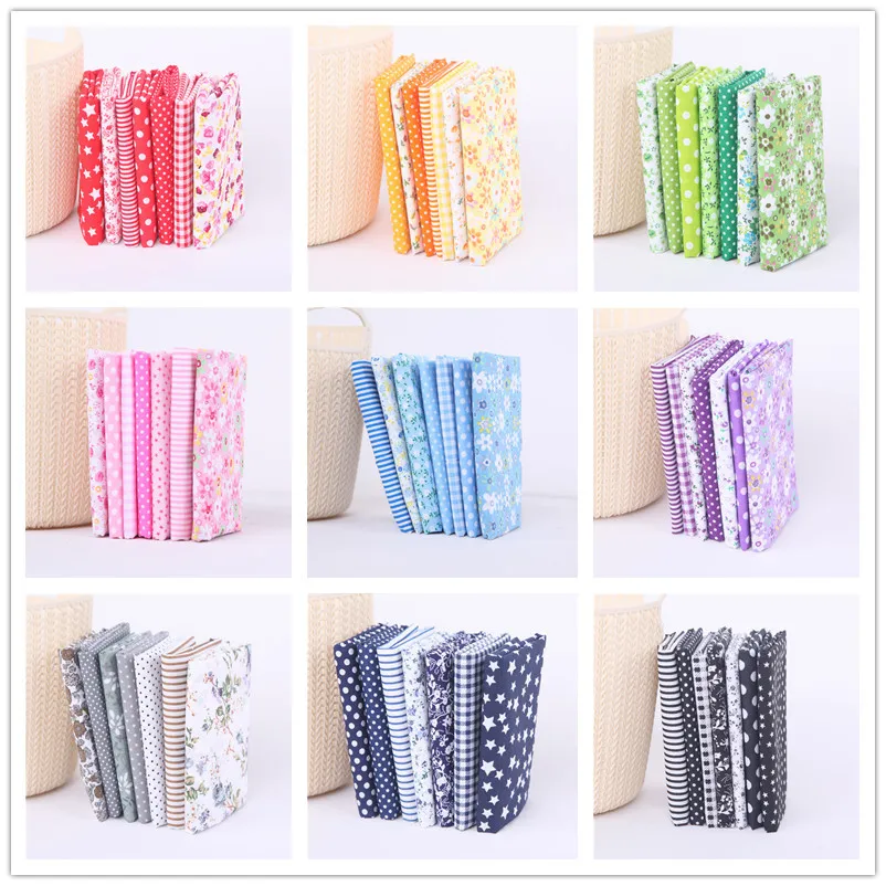 7 adet pamuk kumaş baskılı kumaş dikiş kumaşlar Patchwork oya DIY aksesuarları el yapımı malzeme kumaş artıkları 50x50cm