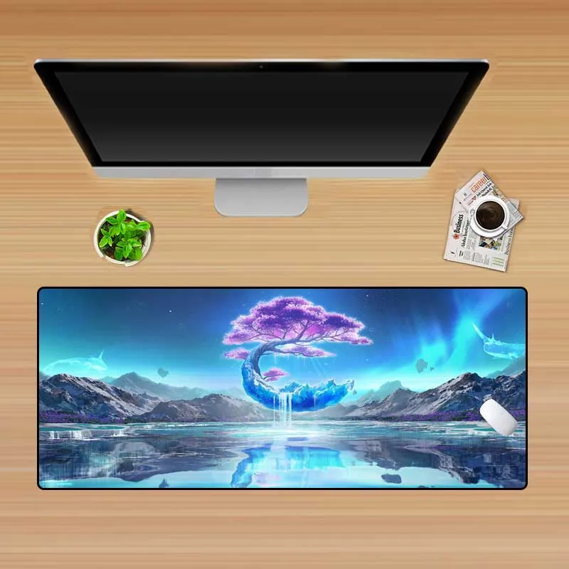 Yuzuoan большой игровой коврик для мышки с аниме красивый Ландшафтный резиновый противоскользящий компьютерный Настольный коврик на заказ удобный коврик 90x40