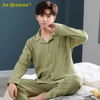 

New Turn Down Collar Homesuit Homeclothes Sleepwear Fashion Style Casual Style Green Top Green Pants Cadigan Front Pocket