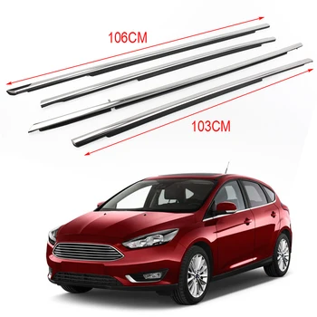 

4Pcs/Set Car Window Seal Belt Molding Weatherstrip Door Windows Moulding Trim For Ford Focus 2015 2016 2017 2018 Chrome