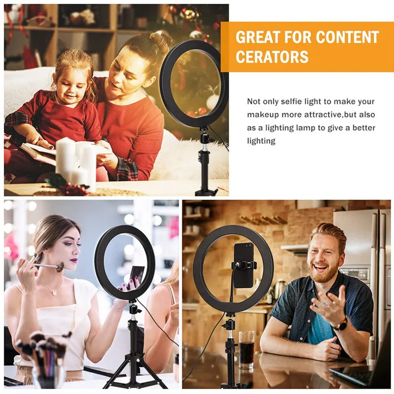 Anel de Luz com Braçadeira Selfie para Iluminação de Fotografia Vídeo-conferência Pode Escurecido Bluetooth-compatível 10in Lâmpada Youtube 26cm Led Ser - Image 6