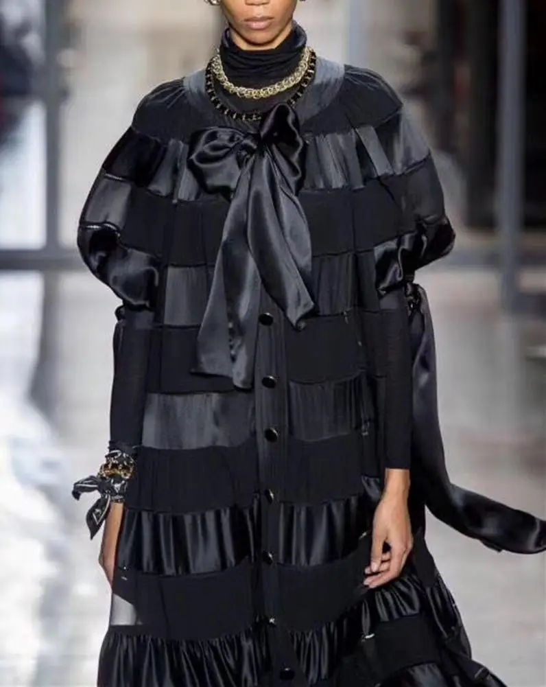 GetSpring женское платье с бантом в стиле пэчворк Макси платья однобортные пышными