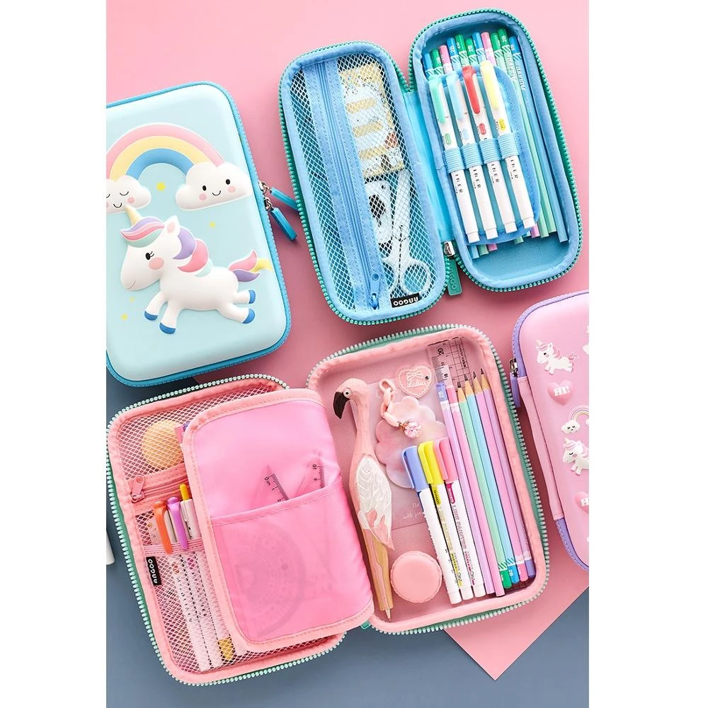 Angoo estuche de EVA 3D para lápices, de almacenamiento con dibujos de unicornios y dinosaurios, organizador de papelería para escuela, regalo niños y niñas, A6009|Estuches escolares| - AliExpress