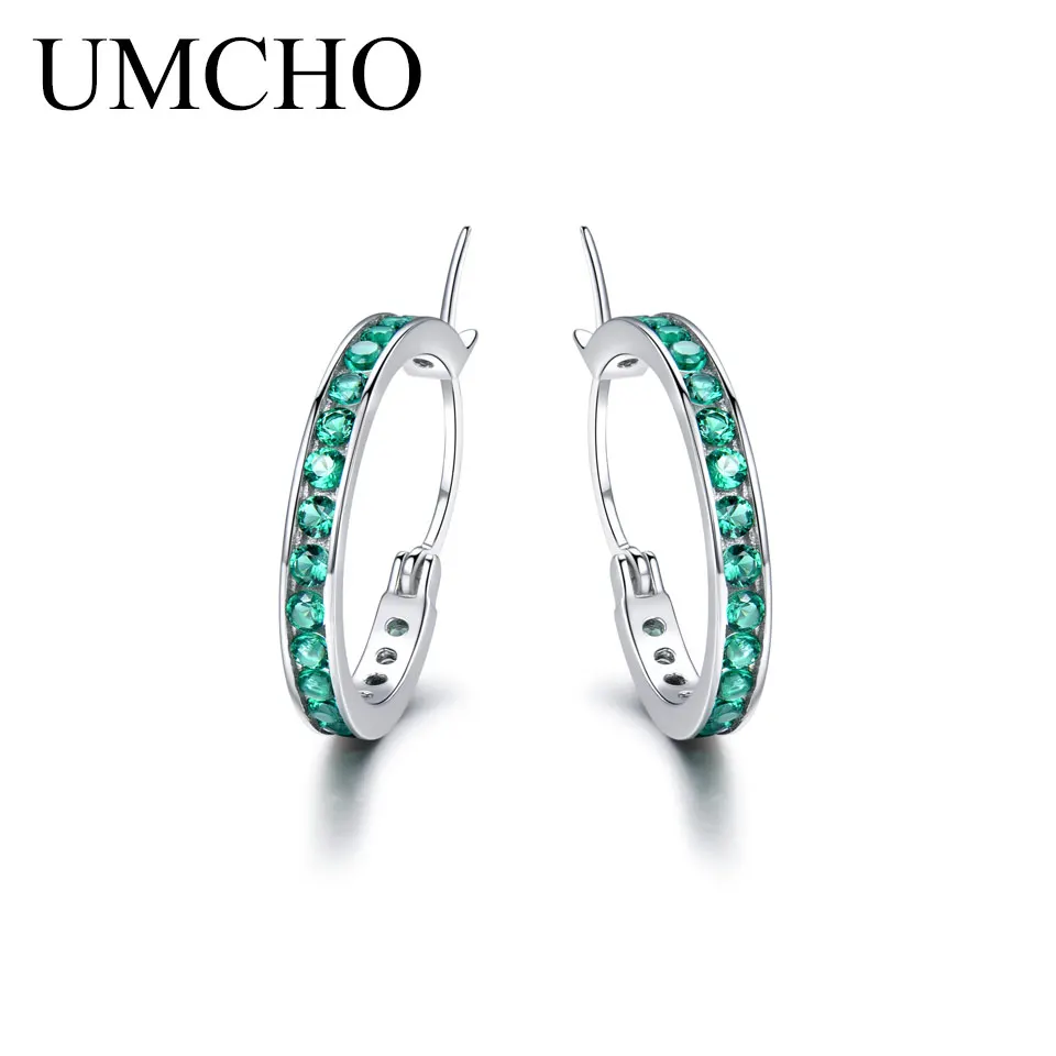 ZEUJ0103E-1 UMCHO, Твердое Серебро, 925, ювелирное изделие, FineRound, создан, нано Белый CZ, клипсы, серьги для женщин, подарки на день рождения, очаровательные ювелирные изделия - Цвет камня: ZEUJ0103E-1