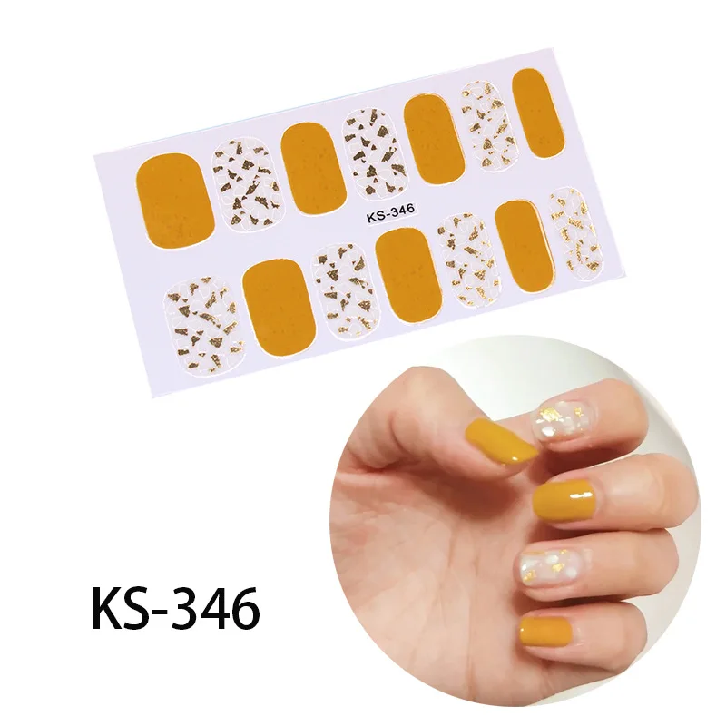KS346 1 шт, Серия KS, стиль, самоклеющиеся наклейки для ногтей, радужные авокадо, с рисунком, французские кончики для ногтей, 3D Маникюр, полное покрытие, наклейки, сделай сам - Цвет: KS346