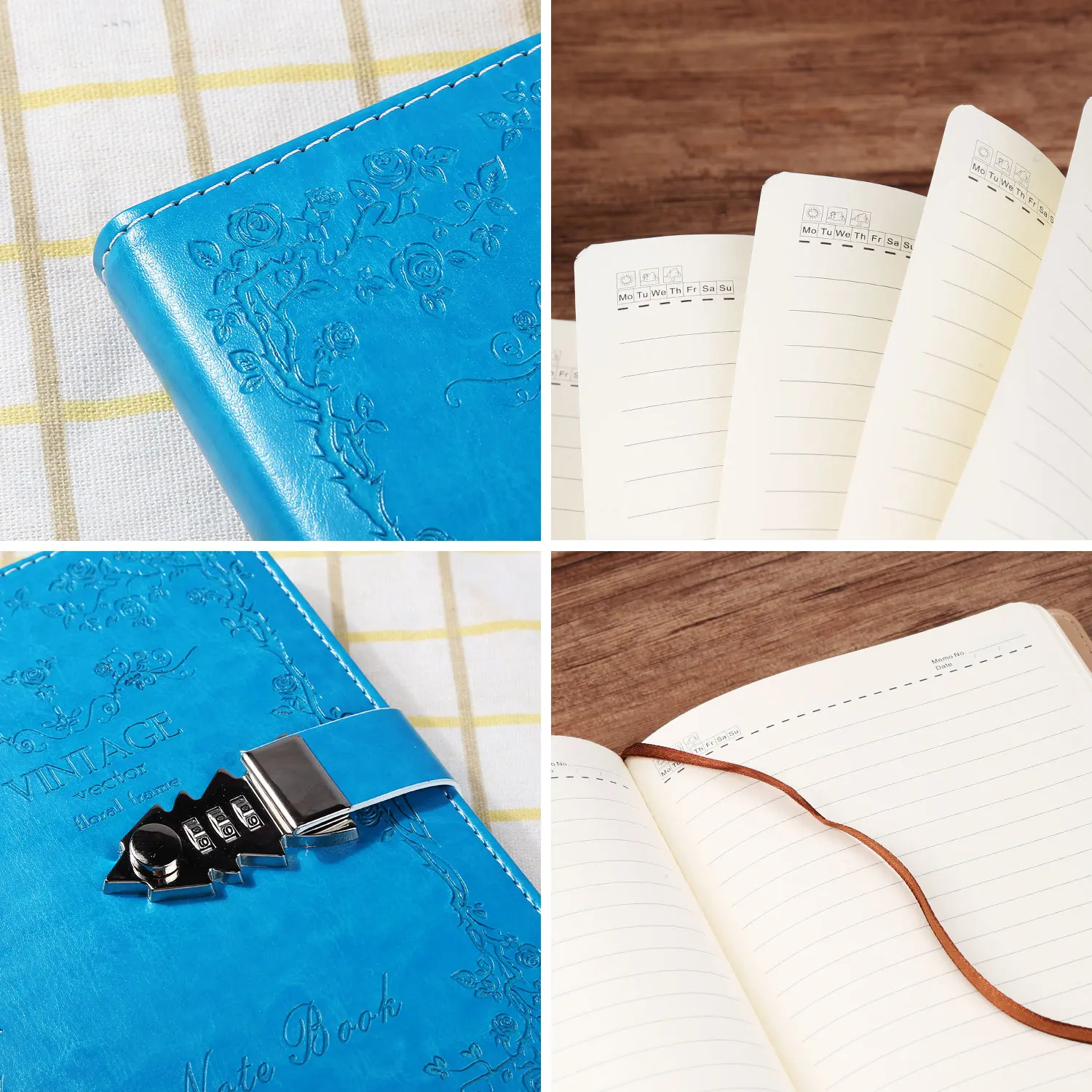 Smart Book With Lock Diary Notebook A5 Thick Retro Hand Ledger Office Stationery 
