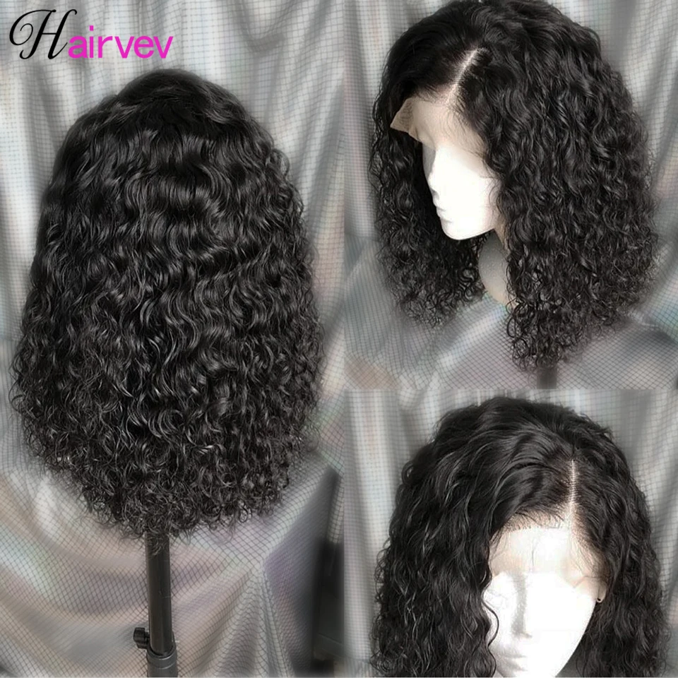 Парик Hairvev 13*4 100% натуральные волосы 150% кудрявые бразильские|Парик из натуральных