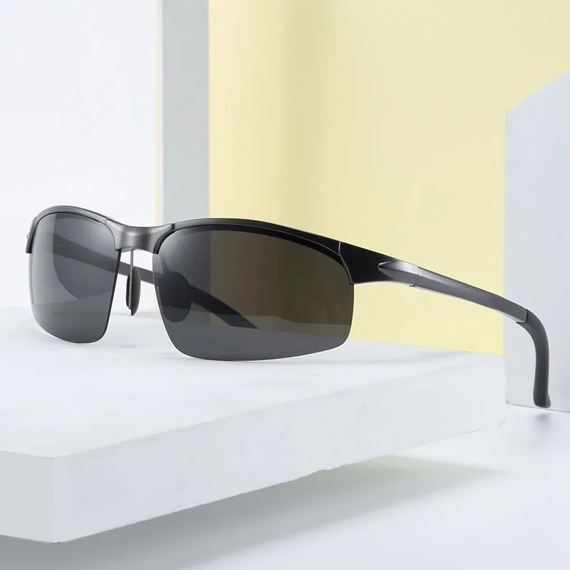 

Vintage Aluminum Magnesium Sunglasses Men Semi-Rimless Eyewear for Outdoor Driving Goggles Luxury Oculos Shades 6806-1DF
