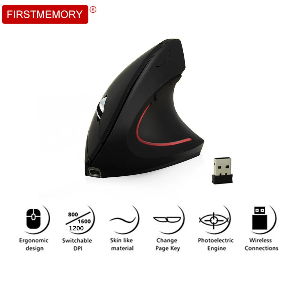 2.4Ghz Wireless Mouse Rechargeable Ergonomic Vertical Mause Healthy Computer Gaming Mice With USB Receiver For PC Laptop Gamer