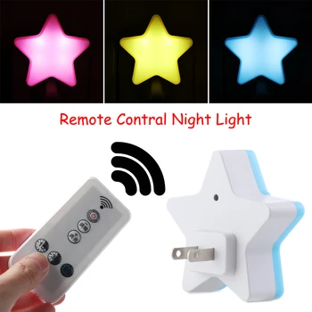 

Mini Cute LED Star Night Light Sensor Control Dimmable Lamp Pentagram Remote Control US EU Plug Home Bedroom Decor
