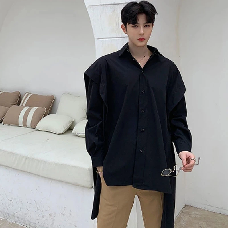 Novo homem манга повседневные мужские рубашки стиль панк готико solto vestido roupas de