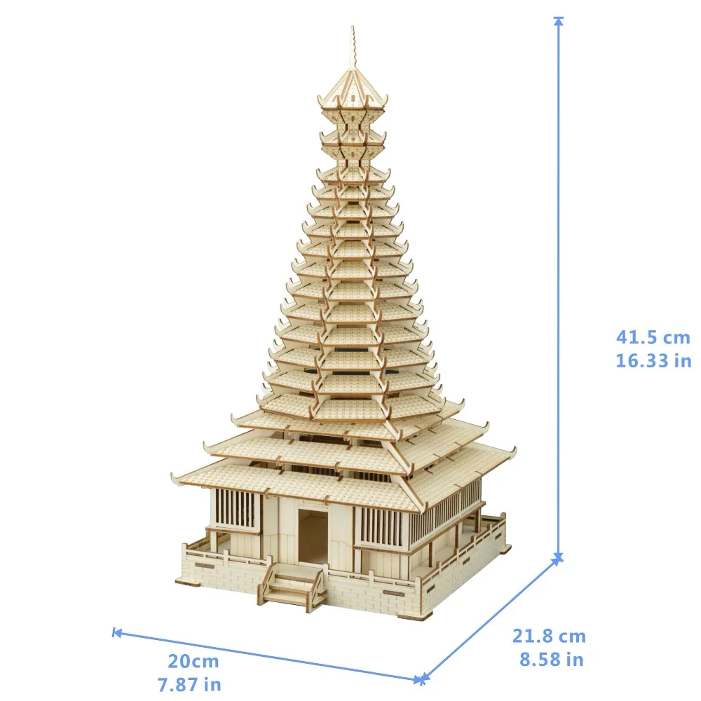 Sanjing барабанная башня DIY 3D деревянные головоломки деревянные ремесла набор для сборки резка деревянные игрушки для Рождественский подарок 3197