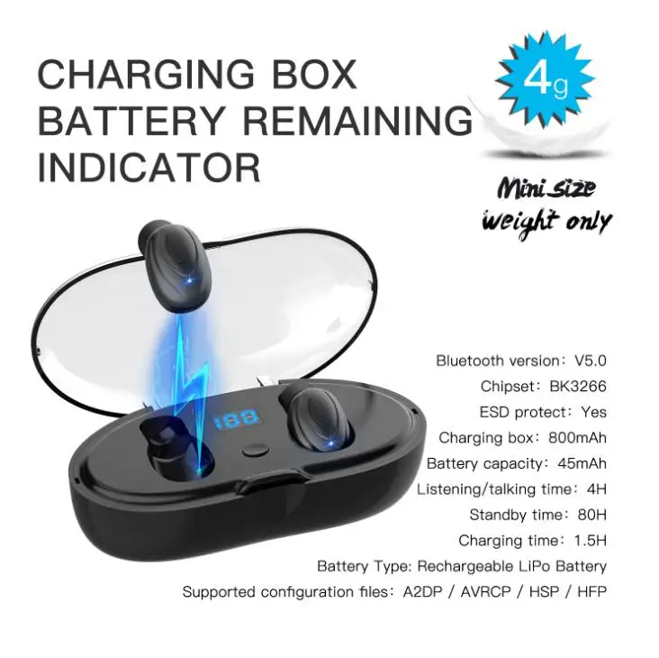 TWS 5.0 Bluetooth Stereo Earphone Wireless Earphones Earphones 3300mAh LED Smart Power Bank Phone Holder