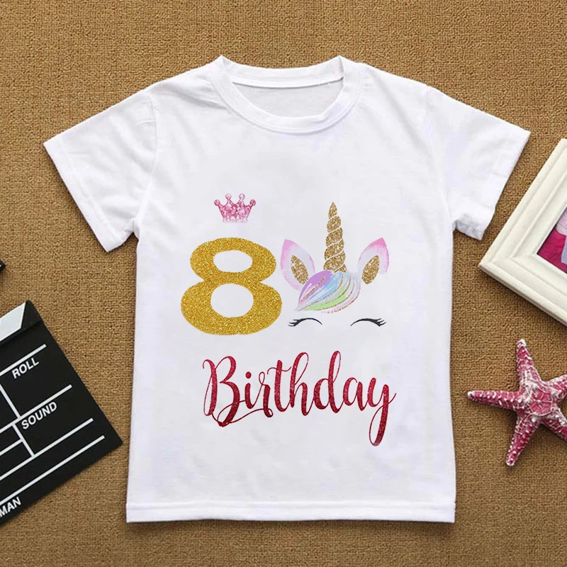 t-shirt design kid	 New Novelty Design Children's T-shirt 1-9th Birthday Costume Unicorn Graphic Girls T Shirt Summer Casual Funny Boys Tshirts Tops t-shirt for kid girl Tops & Tees