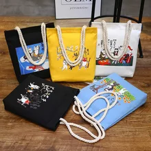 Южная Корея милая иллюстрация кошка, мяу звезда людей простая Женская Одиночная сумка тканевая через плечо универсальная хипстерская хозяйственная сумка