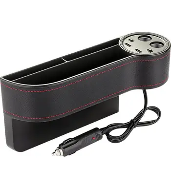 

Crevice Storage Box 2 USB Car Charger Cigarette Lighter Car Organizer Bag Gap Pocket Tidying Card Socket Phone Holders 1pcs