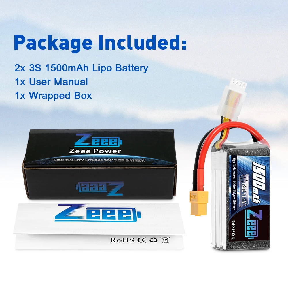 2 шт. Zeee Lipo батарея 11,1 V 120C 1500mAh 3S Мягкий чехол Graphene RC Lipo батарея с XT60 разъем для FPV гоночный беспилотный вертолет