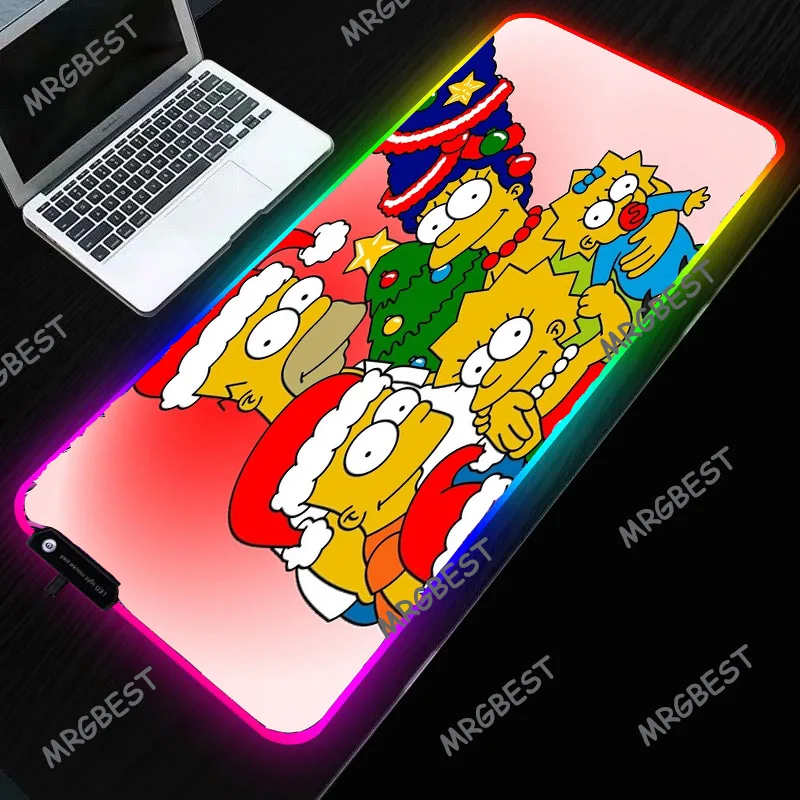 

Gaming Mouse Pad RGB Large Mouse Pad Popular Cartoon Simpsons Gamer Big Mouse Mat PC Mousepad Led Backlight Mice Pad for Gamer