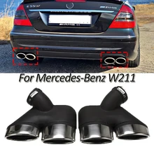 2x двойной глушитель трубы отделка из нержавеющей стали для Mercedes-Benz e-класс W211 E260 E240 E320 E350 E430 E55 Для AMG 2002-2007