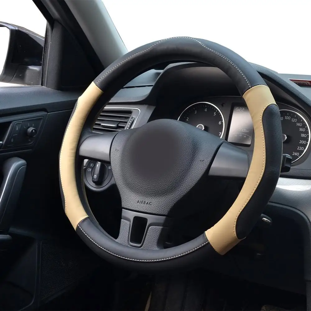 38 см Универсальный Авто Кожаный руль покрытие для интерьера автомобильные чехлы нескользящий держатель протектор