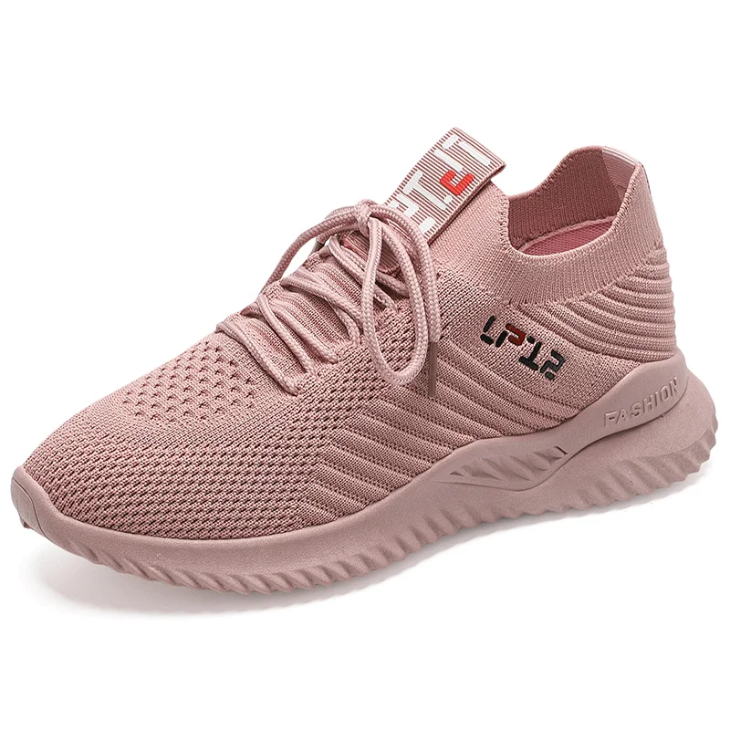 

Sneakers Women Mesh Lace-Up Solid Flat Platform Shallow Stretch Fabric Knited Spring Autumn Wedges Shoes For Women 2019 Footwear
