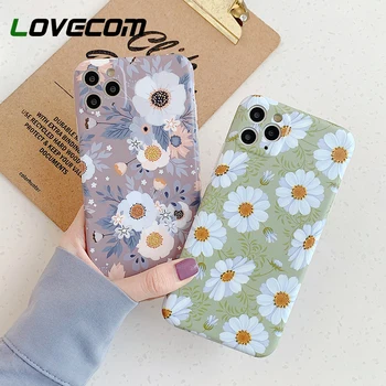 

LOVECOM Vintage Daisy Flower Phone Case For iPhone 11 Pro Max XR XS Max 7 8 Plus X Camera Protection Soft IMD Back Cover Coque