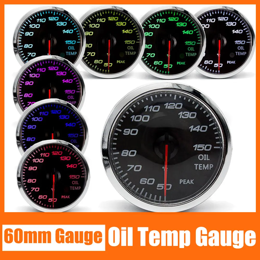 60mm Oil Temperature Gauge 50150 Degree Universal Led Light Oil Temp